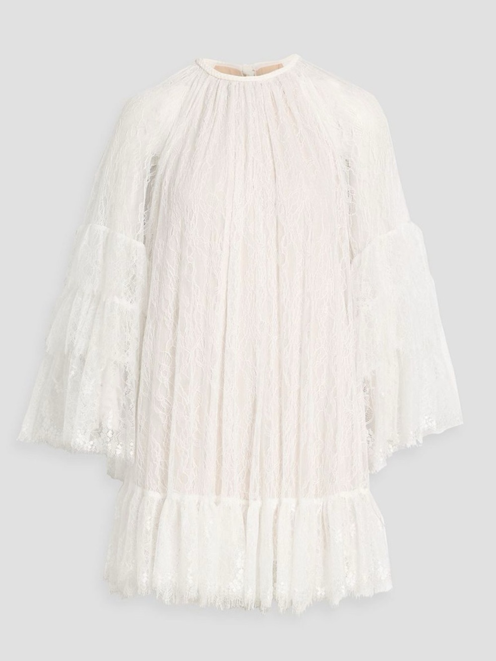 ALICE + OLIVIA Delia ruffled corded lace mini dress in White